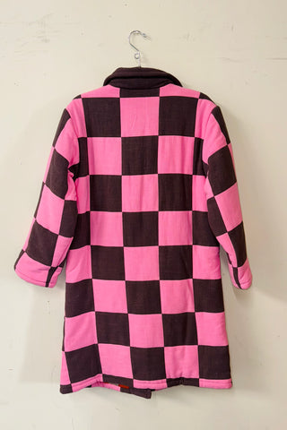 #10 XS/S Scrap Chessboard Quilted Coat Pink/Brown