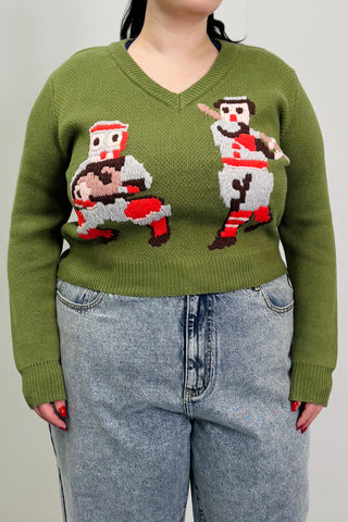SAMPLE #130 - XL Baseball Green Cotton Sweater
