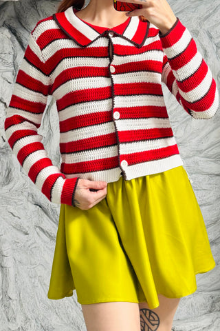SAMPLE #137 - S Striped Red and White Sweater
