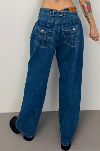 SAMPLE #371 - M  Back Buckle Jeans