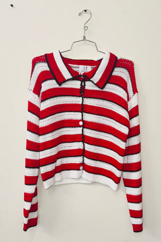 SAMPLE #379 - S Striped Red and White Sweater