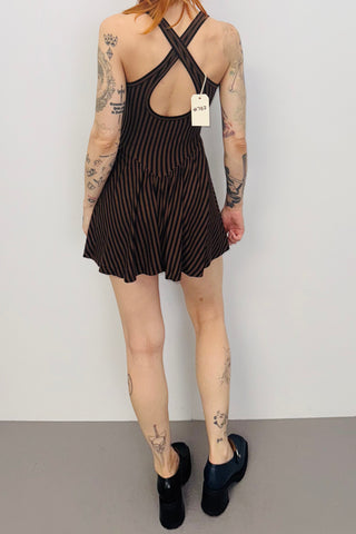 SAMPLE #387 - S Brown Stripe Ultra Mini Dress with Short s