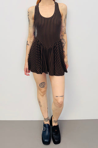 SAMPLE #387 - S Brown Stripe Ultra Mini Dress with Short s