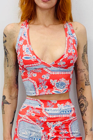 SAMPLE #436 - S Red Sexy Yoga Top