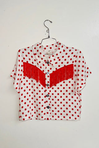 Scrap Linen Blouse #1 - S Polka Dot