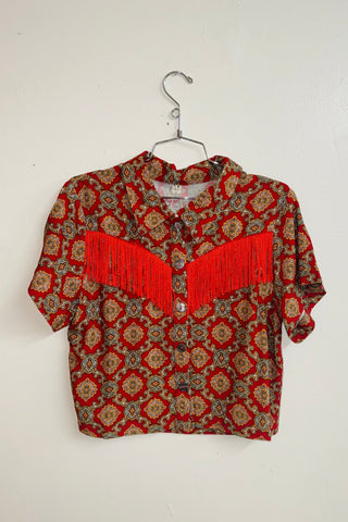 Scrap Linen Blouse #6 - S Red Couch