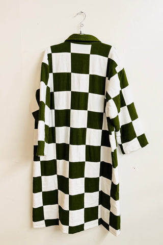 Scrap #13 Moss/White Chessboard Coat M/L
