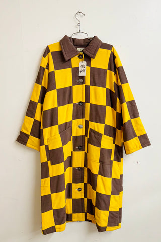 Scrap #14 Brown/Yellow Chessboard Coat M/L