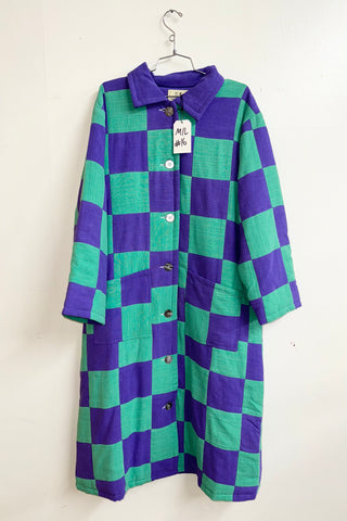 Scrap #16 Purple/Mint Chessboard Coat M/L