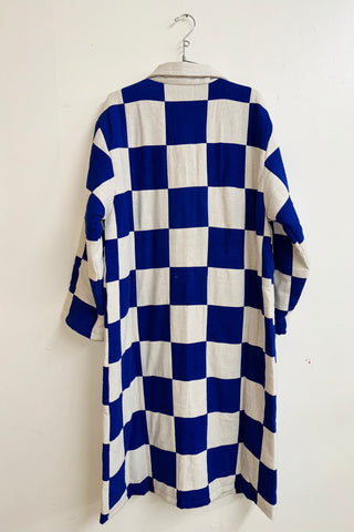 Scrap #19 Beige/Dark Blue Chessboard Coat M/L