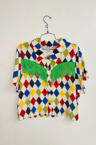 Scrap Linen Blouse #18 - L Harlequin