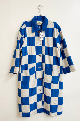 Scrap #26 Blue/Beige Chessboard Coat M/L