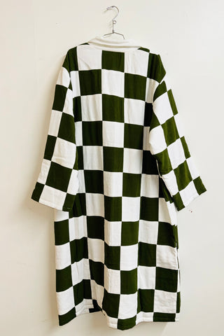 Scrap #27 White/Moss Chessboard Coat XL/1X