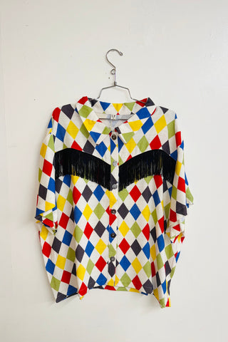 Scrap Linen Blouse #29 - 2X Harlequin