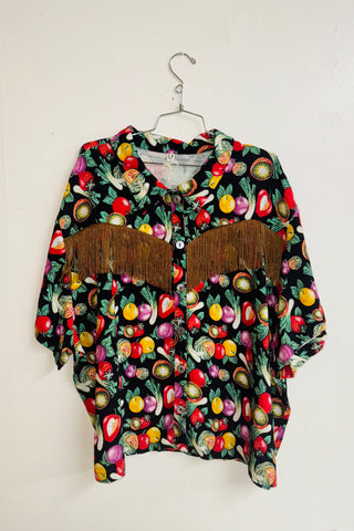 Scrap Linen Blouse #34 - 3X Vegetable Medley