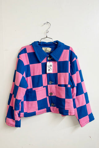 Scrap #3 Blue/Pink Chessboard Crop Jacket S/M