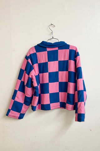 Scrap #3 Blue/Pink Chessboard Crop Jacket S/M