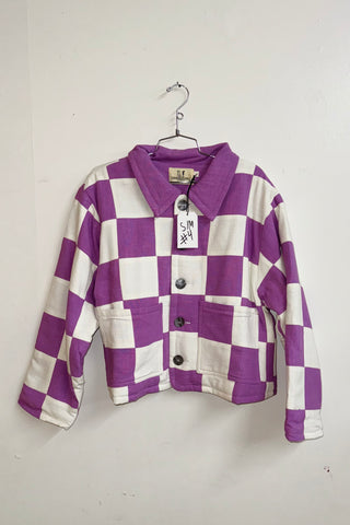 Scrap #4  Lilac/White Chessboard Crop Jacket S/M