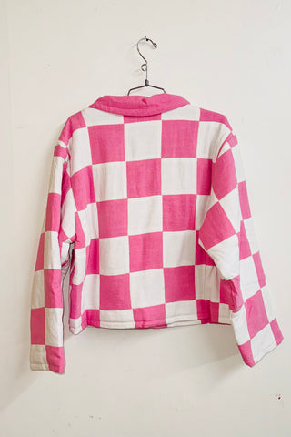 Scrap #6  Pink/White Chessboard Crop Jacket S/M