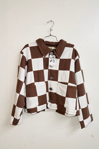 Scrap #8  Brown/White Chessboard Crop Jacket S/M
