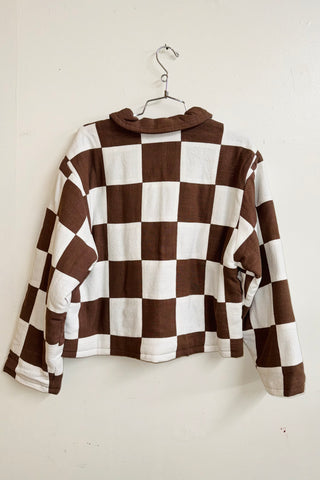Scrap #8  Brown/White Chessboard Crop Jacket S/M
