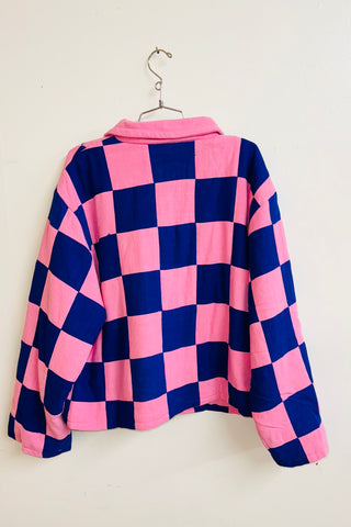 Scrap #10 Pink/Navy Chessboard Crop Jacket L/XL