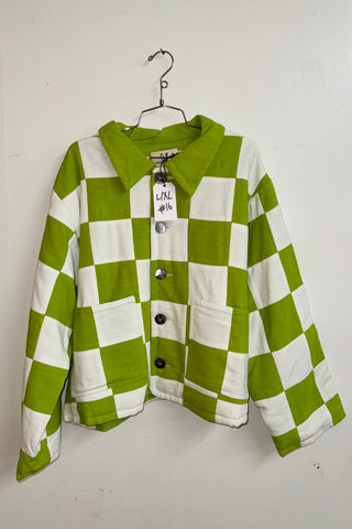 Scrap #16 Lime/White Chessboard Crop Jacket L/XL