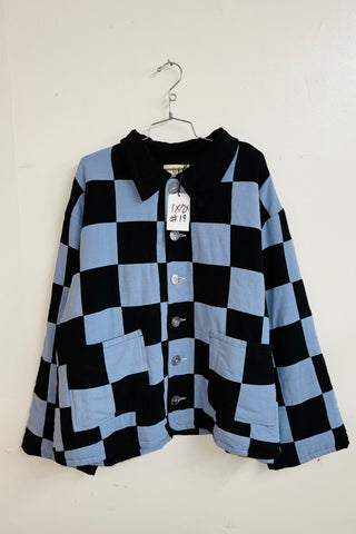 Scrap #19 Black/Light Blue Chessboard Crop Jacket 1X/2X