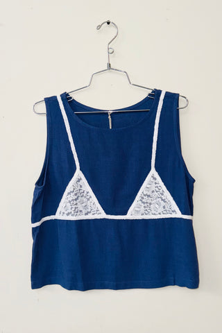 SAMPLE #470 - S Navy Bikini Bod Linen Tank