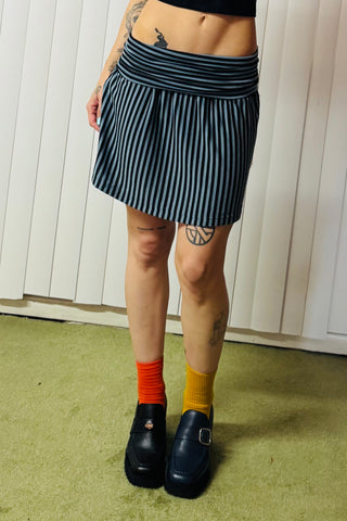 SAMPLE #612 - S Stripe Wool Foldover mini Skirt