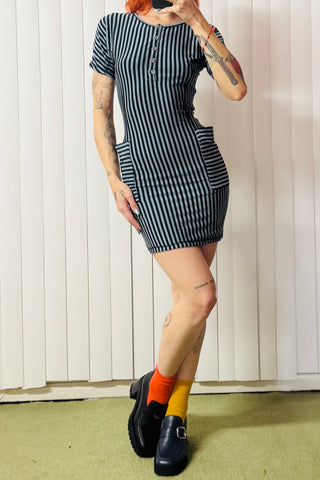 SAMPLE #613 - S Stripe Wool Midi Dress