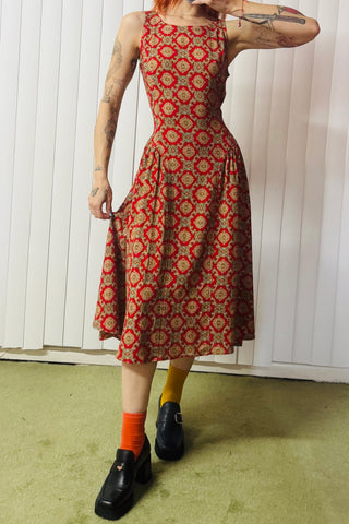 SAMPLE #622 - S Red Couch Linen Dress