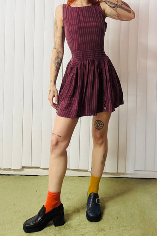 SAMPLE #625 - S Maroon Stripe Tencel Garter Mini Dress