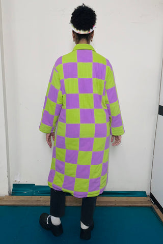 Scrap #4 Green/Lilac Chessboard Coat XS/S