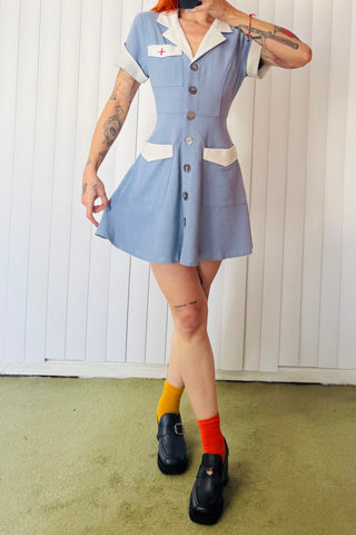 SAMPLE #632 - XS Blue Nurse Mini Dress