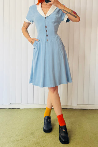 SAMPLE #634 - S Blue Nurse Midi Dress