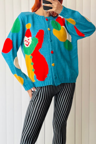 SAMPLE #641 - S/M Blue Clown Sweater cotton