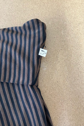 1 left - Striped Tencel Wool Foldover Lounge Pants Brown