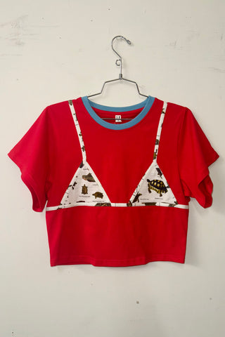 #1-2: Scrap Cotton Bikini Bod Tommy Tee - Red / Turtles