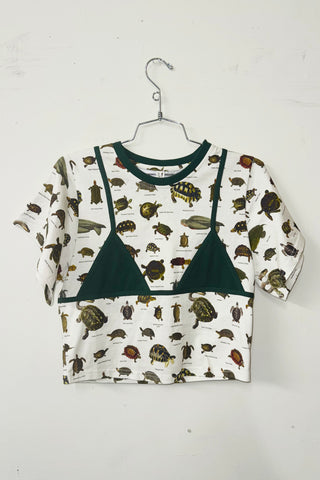 #30: M Scrap Cotton Bikini Bod Tommy Tee - Turtles / Green