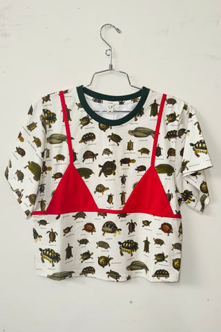 #31: L Scrap Cotton Bikini Bod Tommy Tee - Turtles / Red