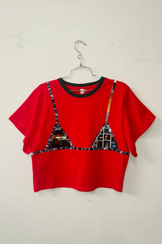 #4: 2X Scrap Cotton Bikini Bod Tommy Tee - Red / Nyc Trash