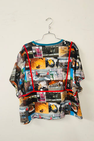 #17: XS Scrap Cotton Bikini Bod Tommy Tee - Nyc Trash / Red