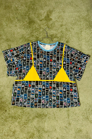 #18-19: Scrap Cotton Bikini Bod Tommy Tee - Cute Fish / Yellow