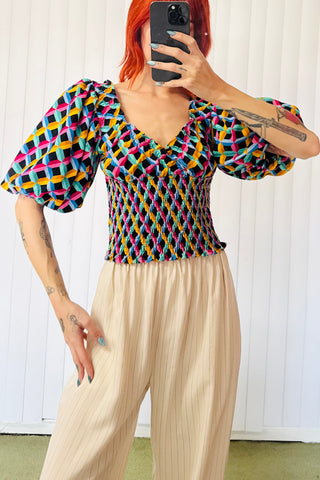 SAMPLE #668 - S Screen Saver Smocked Top