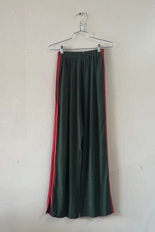 #28: XS Scrap Sporty Lazy Pants Soft Linen - Forest Green / Red