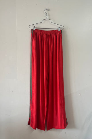 #5: L Scrap Sporty Lazy Pants Soft Linen - Red / Army Green