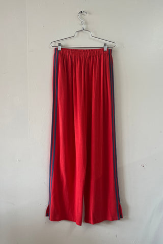 #4: M Scrap Sporty Lazy Pants Soft Linen - Red / Navy