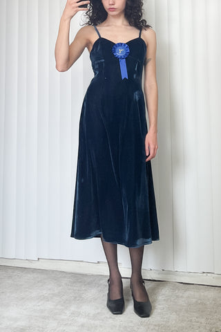 SAMPLE #58 - S 1st Place Ribbon Velvet Midi Dress - Teal