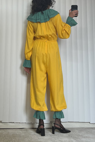 SAMPLE #83 - S/M Clown Jumpsuit Tencel Stripe - Yellow / Green